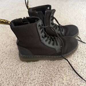 Dr. Martens Doc Combs J Air Wair Combat Boots, Kid Youth 3 Canvas Zip Black